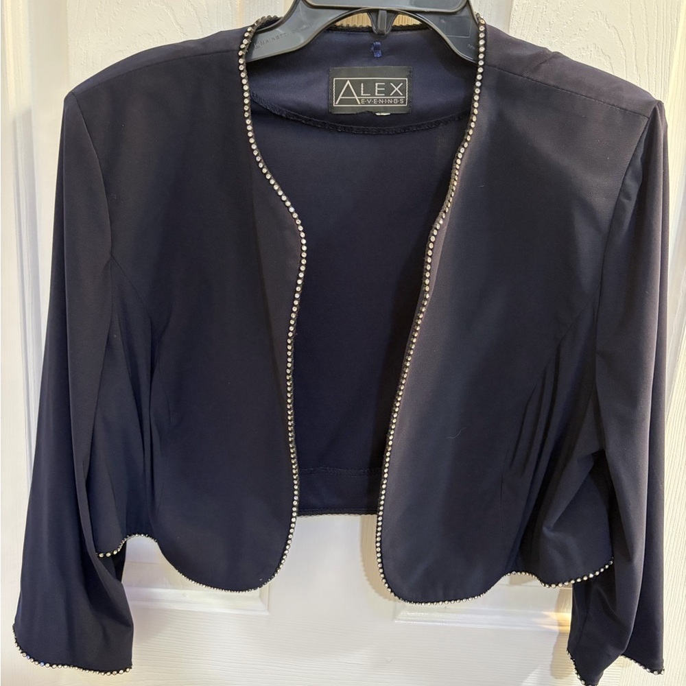 Alex Evenings Asymmetrical Navy Dress with Jacket - Picture 4 of 4